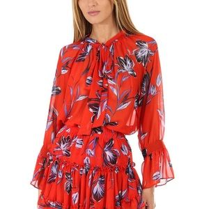 Misa Los Angeles Gracie Floral bell-sleeve top